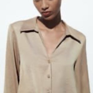 ZARA SATIN EFFECT CROPPED SHIRT